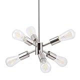 Stella LED Sputnik Chandelier Light Fixture, Brushed Nickel, Linea di Liara LL-P231-BN