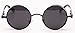 VIVIAN & VINCENT Vintage Hippie Retro Metal Round Circle Frame Sunglasses Black Frame Black Lens