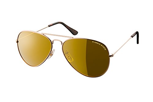 Eagle Eyes CLASSIC AVIATOR Sunglasses - Stainless Steel Frame (Gold, 57mm) , Polarized Lenses