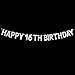 Happy 16th Birthday Banner - 16th Birthday,16th Anniversary Party Decorations Supplies - Silver