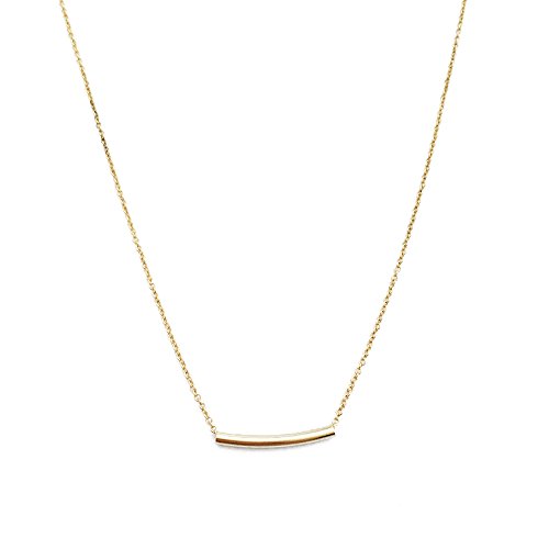 HONEYCAT Curved Tube Bar Necklace in 24k Gold Plate | Minimalist, Delicate Jewelry (Gold)