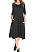 MOLERANI Women's 3/4 Sleeve A-line and Flare Midi Long Dress with Pockets Black L