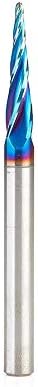 Amana Tool 46282-K CNC Spektra Extreme Tool Life Coated SC 2D and 3D Carving 5.4 Deg Tapered Angle Ball Nose x 1/16 D x 1/32 R x 1 CH x 1/4 SHK x 3 Inch Long x 4 Flute Router Bit