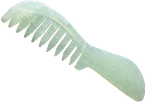 Natural Jade Scalp Massager - Hair Comb Therapy for Scalp Care, Green, 14.2 x 3.8 cm