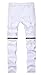 Men's White Ripped Skinny Distressed Destroyed Straight Fit Jeans with Holes
