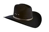 Faux Felt Wide Brim Western Cowboy Hat – Black - 7 5/8