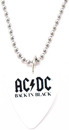 ACDC Necklace Guitar Pick AC DC Back In Black Rock Music Band White