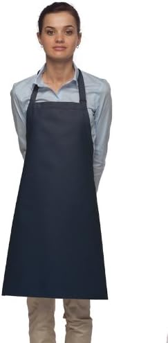 Hickory Ridge 210 No Pocket Bib Apron with Adjustable Neck, Navy