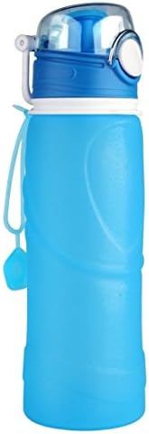 Hiwin Collapsible Silicone Water Bottle – BPA Free , 26 Ounce ,Reusable Foldable Leak Proof Silicon Sports Water Bottle Canteen Camping Hiking Cycling Yoga Crossfit Air Travel (Blue, 26 Ounce)