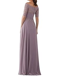 Vestidos de Noche Madre de los Vestidos de Novia con Mangas de Encaje Largo de Gasa con Cuentas