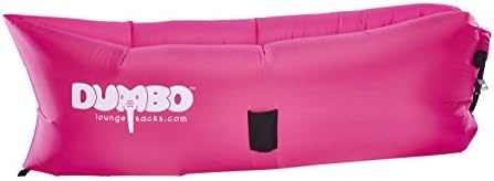 Dumbo Inflatable Lounger with Carry Bag, Securing Stake and Cup Holder for Traveling, Camping, Hiking, Pool and Beach Parties - Pink