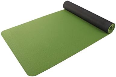 Baleauty 1/4" Extra Thick Double Color Non-slip Eco Friendly Non Toxic Antimicrobial TPE Yoga Mat/Gymnastics Mattress/Exercise Padfor Pilates,Fitness,Workout,Beginners,24"x72"(Bamboo Green/Black)
