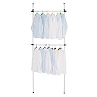 Flesser Adjustable Clothes Rack Heavy Duty Garment Rack for Clothes 2-Tier Easy to Assemble