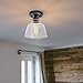 HMVPL Ceiling Light Fixtures, Industrial Glass Pendant Lamp Shade, Farmhouse Semi Flush Mount Ceiling Light for Kitchen Island Dining Room Bedroom Foyer Hallway Entryway