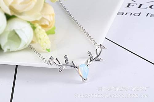 3Pcs S925 Necklace Pendant Moonstone Women Girls Deer Simple Fashion Elegant (925 Silver Necklace Deer