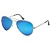 JETPAL Men & Womens Aviator UV400 Sunglasses - Non Polarized Blue Mirror Lens Silver Frame