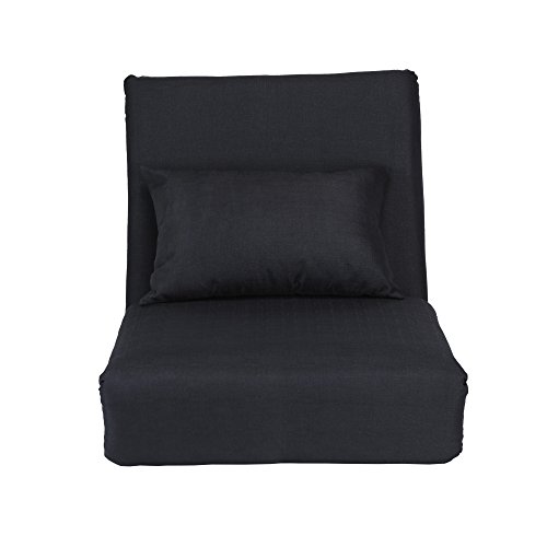 image for Loungie Relaxie Black Linen Flip Chair | 5-Position Adjustable Back | 