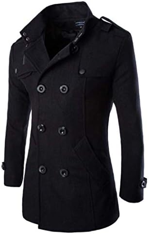 Stylish Fashion Classic Coat, Mens Short Single Breasted Trench Coat Pea Coat Overcoat Windbreaker Jacket
