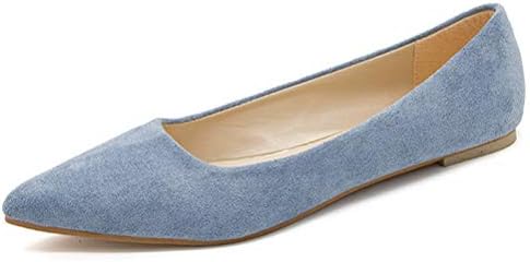 JRenok Women Pointed Toe Ballet Flats Low-top Retro Shallow Mouth Spring Summer Suede Flat Shoes Slip on Work Shoes Closed Toe Pumps