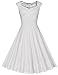 MUXXN Women's 1950s Retro Vintage Midi Cap Sleeve Summer Wedding Prom Party Swing Fit and Flared Dress Off White M