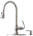 APPASO 3 Hole Kitchen Faucet with Pull Down Sprayer Stainless Steel Brushed Nickel, 2 Hole Pull Out Kitchen Sink Faucet with Side Single Handle and Soap Dispenser