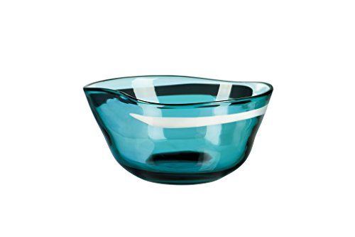 Qualia Glass Decorative Glass Bowl, 10", Blue/White/Black