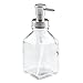 mDesign Square Glass Refillable Foaming Soap Dispenser Pump Bottle for Bathroom Vanity Countertop and Sink, Vintage-Inspired, Compact Container Design - Emba Collection, Clear/Brushed Chrome