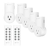 Etekcity Wireless Remote Control Electrical Outlet Switch for Household Appliances, White (Learning Code, 5Rx-2Tx)