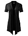 BIADANI Women Versatile Soft Short Sleeve Open Front Drape Cardigan Black XX-Large