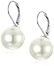Sterling Silver White Simulated Shell Pearl Lever Back Earrings