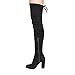 Beston GF58 Women's Drawstring Inside Zip Block Heel Snug Fit Thigh High Boots
