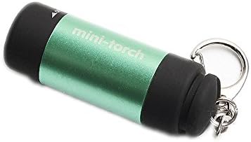 ILYPRO Mini Waterproof Torch Pocket LED Flashlight Ultra Bright Keyring Indoor Outdoor Emergency Light USB Rechargeable ABS Plastic Shell, Green