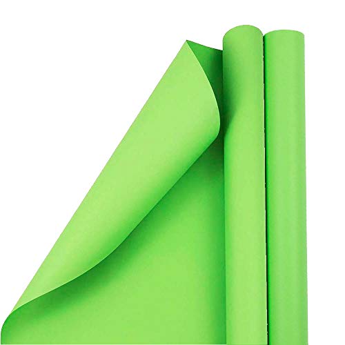JAM PAPER Gift Wrap - Matte Wrapping Paper - 25 Sq Ft - Matte Lime Green - 2/Pack