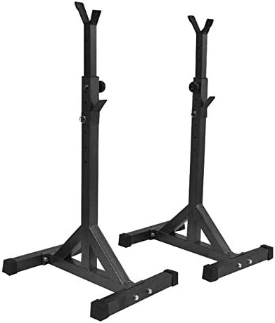 RoxTop Stable Adjustable Standard Solid Steel Squat Stands Barbell Free Press Bench