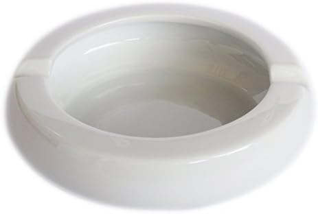 Amatahouse Classic White Round Ashtrays #0230 Royal Porcelain Elegant for Indoor &amp; Outdoor Home Décor, Party, Dining Room