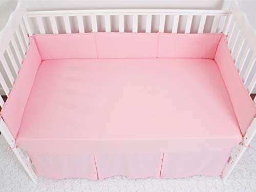 CaSaJa Napping Microfiber Crib Bumper Pads Protector, Soft and Breathable for Baby Boys and Girls, Fits Standard Size Crib and Toddler Beds 28 inches x 52 inches, Machine Washable, Baby Pink