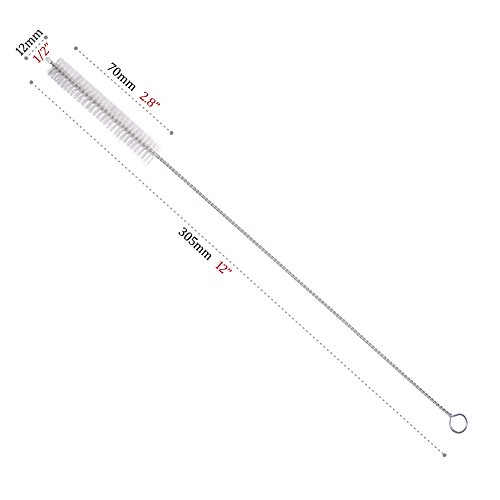 GFDesign Drinking Straw Cleaning Brushes Set 12" Extra Long 12mm Extra Wide Pipe Tube Cleaner Nylon Bristles Stainless Steel Handle - 12" x 1/2" (12mm) - Set of 4 - Thumbnail 4