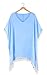 PINKMSTYLE Women's Chiffon Pom Pom Kaftan Swimwear Bathing Suit Beach Cover Up Sky Blue Medium