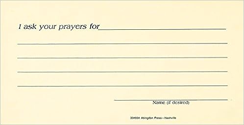 Prayer Request Card Pkg Of 25 9780687334933 Amazon Com