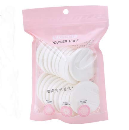 VNDEFUL 20Pcs Makeup Sponge Facial Powder Puff Wet and Dry Dual Use, Cosmetics Blush Applicators Round Sponges Foundation, White