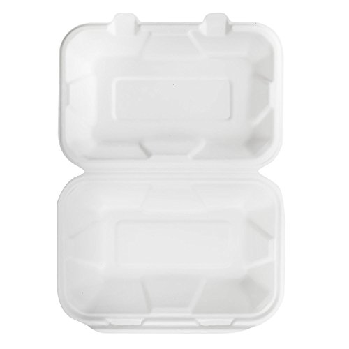 Karat Earth KE-BHC96-1C 9" x 6" Bagasse Hinged Clamshell Container (Pack of 200)
