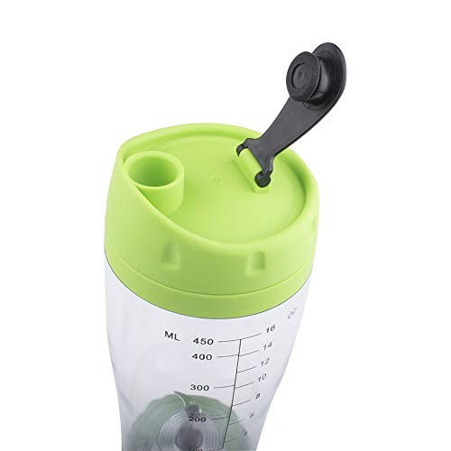 Xelparuc Multi Functional Shaker Bottle Mini Juicer, Nutrition Powder Bottle, USB Rechargeable Vortex Mixer, Portable Round Hand Big Capacity Fruit Cup, 500ml/18oz, Green