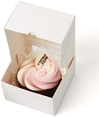 Yotruth 4x4x2.5" White Cookie Boxes 50 Pack for Mini Pies Cupcakes Donuts Party Favors