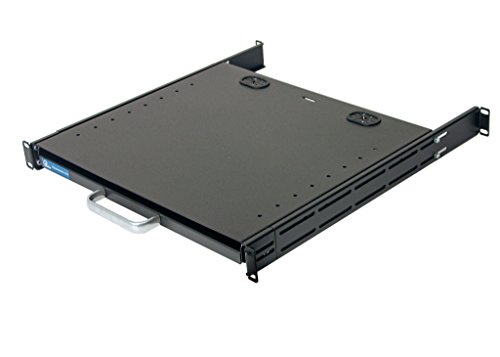 1U Compact rack mount keyboard drawer with retractable mouse pad for right or left hand operator supports 4 post 24" to 30" deep 19-inch wide rack cabinet - Thumbnail 2