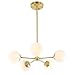 Light Society Grammercy 5-Light Chandelier Pendant, Brushed Brass with White Frosted Globes, Classic Mid Century Modern Lighting Fixture (LS-C228-BRS-WHI)