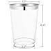 Nervure 60 Piece 12OZ Silver Plastic Cups-Clear Disposable Tumblers-Wedding Silver Rim Cups for Party Holiday and Occasions