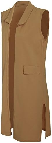 Women's Celeb Inspired Crepe Sleeveless Long Waistcoat Jacket Blazer - US 20-22