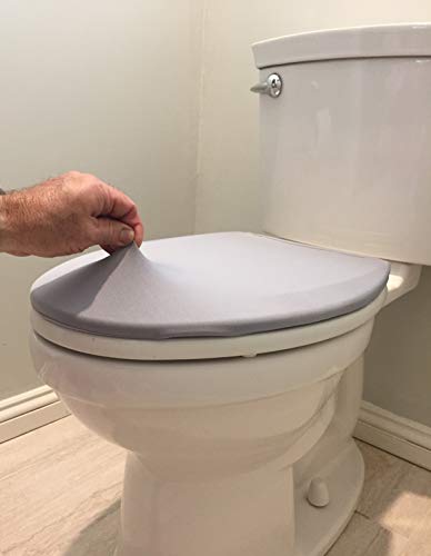 DISH NANNY Spandex Toilet Seat Sign Cover - Potty Training Adults | Bathroom Reminder to Put The Toilet seat Down (Light Grey) - Thumbnail 4