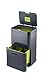 Joseph Joseph Intelligent Waste Totem Kitchen Trash Can and Recycle Bin Unit, 13 gallon / 48 liter, Graphite