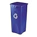 Untouchable Recycling Container, Square, Plastic, 23 gal, Blue